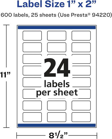 Avery Matte Clear Rectangle Labels مع خلاصة مؤكدة ، 1 "× 2" ، والعدد 240 ، وطباعة إلى الحافة ، والليزر/الحبر القابلة للطباعة in Kuwait