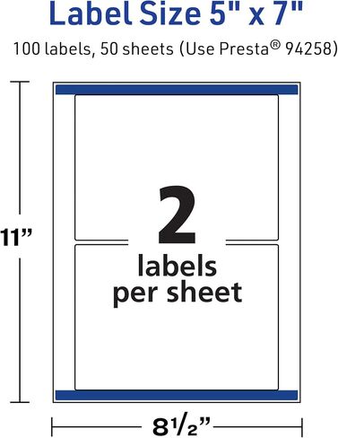 Avery TrueBlock Matte White Rectangle Labels with Sure Feed, 5" x 7", 200 Matte White Labels, Laser/Inkjet Printable Labels, Great for Packaging and Product Labels in Saudi Arabia