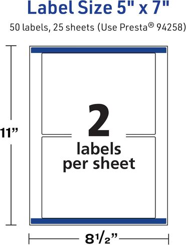Avery TrueBlock Matte White Rectangle Labels with Sure Feed, 5" x 7", 200 Matte White Labels, Laser/Inkjet Printable Labels, Great for Packaging and Product Labels in Saudi Arabia