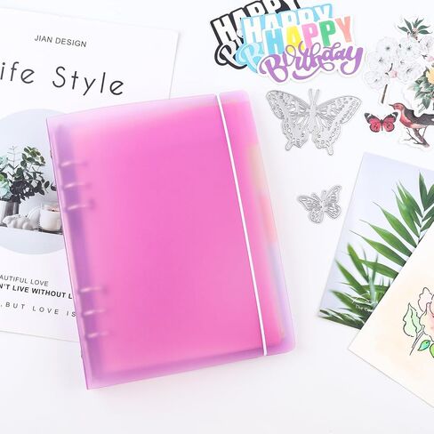 A4 4-Holes Round Ring View Binders Plastic Cover, Refillable Notebook Journal Binder File Folder, Loose Leaf Sheet Protector/DIY Scrapbooking/Binder Cover Protector (Purple) in Kuwait