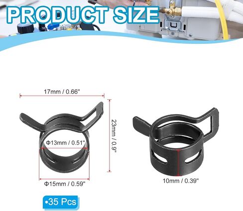 PATIKIL Spring Band Hose Pipe Clamps for 14-15.8mm OD Hose, 35 Pack Silicone Vacuum Constant Tension Band Clips for Fuel Line Silicone Air Hose Tube Water Pipe, Black in Saudi Arabia