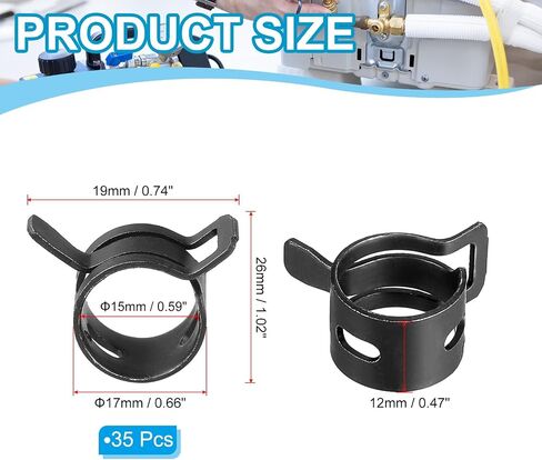 PATIKIL Spring Band Hose Pipe Clamps for 16-18mm OD Hose, 35 Pack Silicone Vacuum Constant Tension Band Clips for Fuel Line Silicone Air Hose Tube Water Pipe, Silver in Saudi Arabia