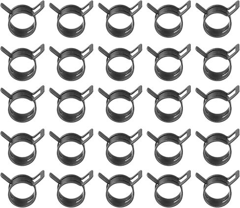PATIKIL Spring Band Hose Pipe Clamps for 15-17mm OD Hose, 25 Pack Silicone Vacuum Constant Tension Band Clips for Fuel Line Silicone Air Hose Tube Water Pipe, Silver in Saudi Arabia
