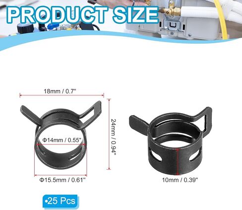 PATIKIL Spring Band Hose Pipe Clamps for 15-17mm OD Hose, 25 Pack Silicone Vacuum Constant Tension Band Clips for Fuel Line Silicone Air Hose Tube Water Pipe, Silver in Saudi Arabia