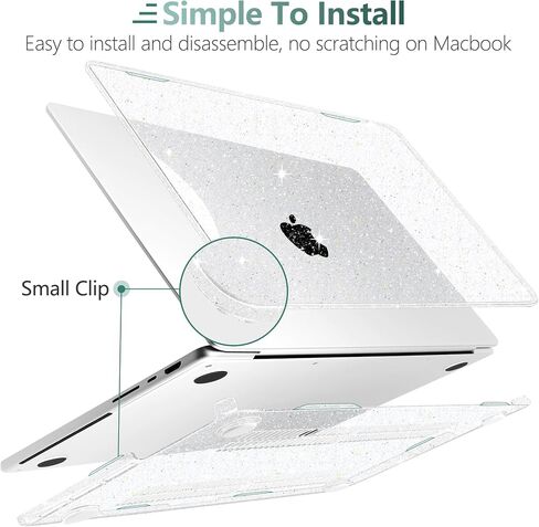 DONGKE Compatible with New MacBook Pro 16 inch Case 2024 [M4 Pro / M4 Max Chip] Model A3403 A3186, Protective Plastic Hard Shell & Keyboard Cover & Screen Film & Type C Adapter - Sparkly Clear in Saudi Arabia