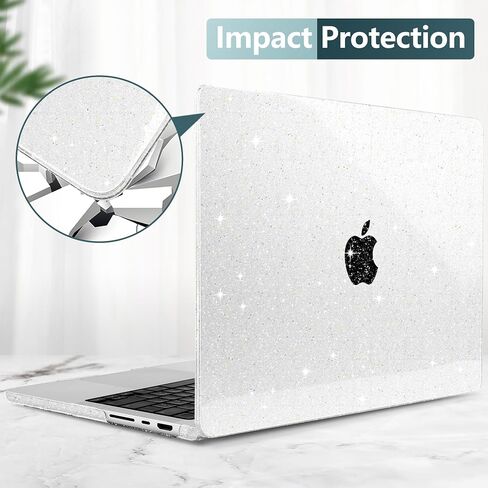 DONGKE Compatible with New MacBook Pro 16 inch Case 2024 [M4 Pro / M4 Max Chip] Model A3403 A3186, Protective Plastic Hard Shell & Keyboard Cover & Screen Film & Type C Adapter - Sparkly Clear in Saudi Arabia