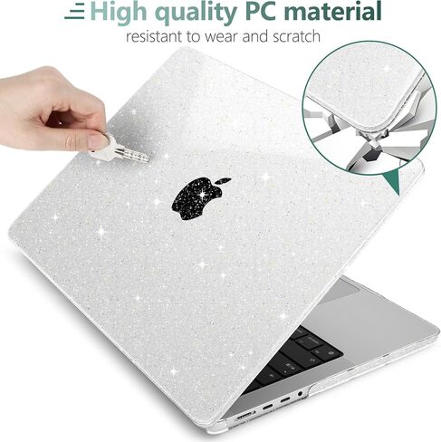 DONGKE Compatible with New MacBook Pro 16 inch Case 2024 [M4 Pro / M4 Max Chip] Model A3403 A3186, Protective Plastic Hard Shell & Keyboard Cover & Screen Film & Type C Adapter - Sparkly Clear in Saudi Arabia