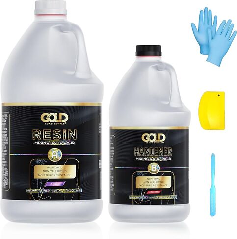 Deep Pour Epoxy Resin 1.5 Gal for River Tables, Crafts & Art Casting - 2:1 Ratio Non-Toxic, Self Leveling, Up to 4" Pouring Depth (1 Gal Resin + 64 oz Hardener) (5.68L) in Kuwait