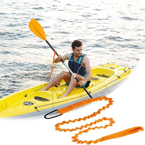 Paddle Leash Kayak Paddle Holder Tool Lanyard - 2 Pack Stretchable Paddle Strap with Carabiner Secure Leash Lanyard Rope for SUP Kayak Canoe Paddle Fishing Pole Rod in Saudi Arabia