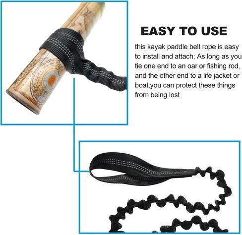 Paddle Leash Kayak Paddle Holder Tool Lanyard - 2 Pack Stretchable Paddle Strap with Carabiner Secure Leash Lanyard Rope for SUP Kayak Canoe Paddle Fishing Pole Rod in Saudi Arabia