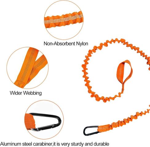 Paddle Leash Kayak Paddle Holder Tool Lanyard - 2 Pack Stretchable Paddle Strap with Carabiner Secure Leash Lanyard Rope for SUP Kayak Canoe Paddle Fishing Pole Rod in Saudi Arabia
