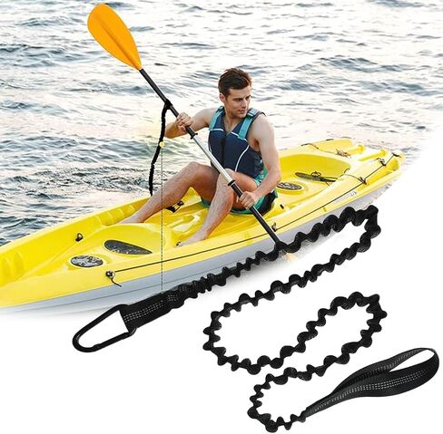 Paddle Leash Kayak Paddle Holder Tool Lanyard - 2 Pack Stretchable Paddle Strap with Carabiner Secure Leash Lanyard Rope for SUP Kayak Canoe Paddle Fishing Pole Rod in Saudi Arabia