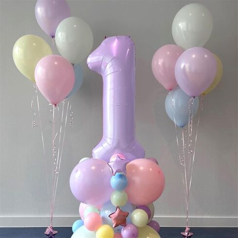40 Inch Light Purple Number 1 Balloon for 1st Birthday Decoration, Large Pastel Purple Mylar Foil Number Balloons 0-9 for Girls, Lavender One Helium Balloons for Women 1st Anniversary Party Supplies in Saudi Arabia