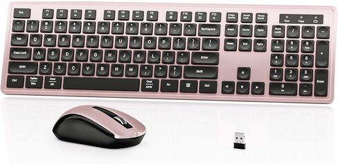 Wireless Keyboard Mouse Combo - 2.4Ghz Office Quiet Keyboard and Mouse Wireless - 104 Keys Full Size Ergonomic Keyboard for Laptop, Computer, PC, Notebook, Windows, Mac OS (Blue Purple Black) in Saudi Arabia
