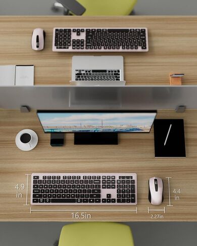 Wireless Keyboard Mouse Combo - 2.4Ghz Office Quiet Keyboard and Mouse Wireless - 104 Keys Full Size Ergonomic Keyboard for Laptop, Computer, PC, Notebook, Windows, Mac OS (Blue Purple Black) in Saudi Arabia