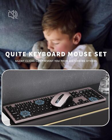 Wireless Keyboard Mouse Combo - 2.4Ghz Office Quiet Keyboard and Mouse Wireless - 104 Keys Full Size Ergonomic Keyboard for Laptop, Computer, PC, Notebook, Windows, Mac OS (Blue Purple Black) in Saudi Arabia