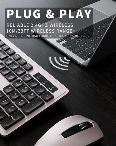 Wireless Keyboard Mouse Combo - 2.4Ghz Office Quiet Keyboard and Mouse Wireless - 104 Keys Full Size Ergonomic Keyboard for Laptop, Computer, PC, Notebook, Windows, Mac OS (Blue Purple Black) in Saudi Arabia
