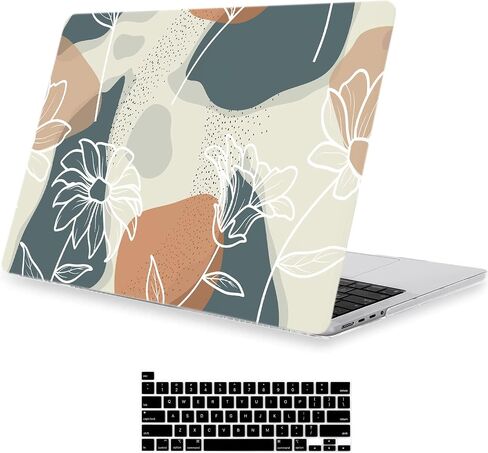 LanBaiLan Compatible with MacBook Pro 14 inch 2021-2024 Release Model M4 A3112 A3185 A3401 M3 A2918 A2992 M2 A2779 M1 A2442, Protective Case & Keyboard Cover, Color Flower in Saudi Arabia