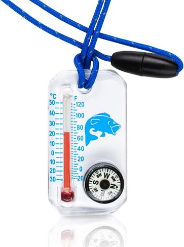 Sun Company Wildlife Therm-o-Compass - Thermometer and Compass for Kids with UV Exposure Decal | Reflective Lanyard and Fun Animal Designs | Camping and Hiking Accessory for Children in Kuwait