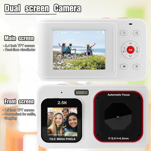 Digital Camera for Teens, 1080P FHD Camera, Point and Shoot Digital Camera with 32GB Memory, Dual Screen,16X Zoom, Compact Small Vintage Camera Gifts for Beginners, Turquoise in Saudi Arabia