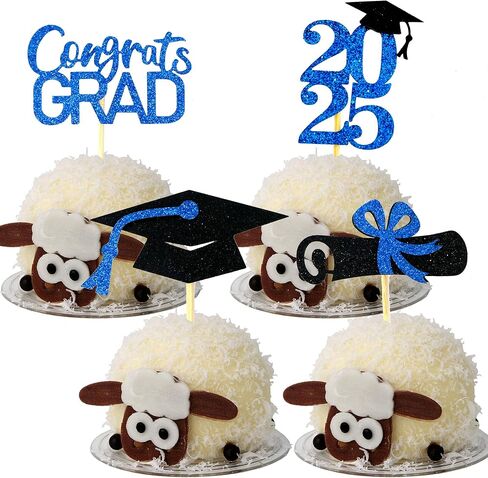 التخرج Cupcake Toppers 2025 لوازم الحفلات ، 24 PCS اختيارات الطعام/المقبلات لفئة 2025 مصغرة من الديكورات الكعكة ، دبلوم ، 2025 ، مجموعة التخرج 24 قطعة in Kuwait
