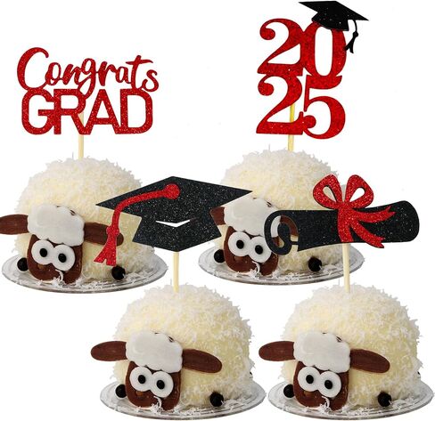 Graduation Cupcake Toppers 2025 Party Supplies, 24 PCS Food/Appetizer Picks For Class of 2025 Mini Cake Decorations, Diploma, 2025, Graduation Cap Set 24 Pieces in Saudi Arabia