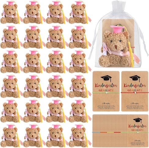 50 PCS 2025 رياض الأطفال تخرج مجموعة كبيرة مع 25 هدية التخرج Mini محشو الدببة 25 أمنية بطاقة أكياس أورجانيزا لكي طفل روضة الأطفال من 2025 الحفلات (الأزرق) in Kuwait