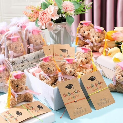 50 PCS 2025 رياض الأطفال تخرج مجموعة كبيرة مع 25 هدية التخرج Mini محشو الدببة 25 أمنية بطاقة أكياس أورجانيزا لكي طفل روضة الأطفال من 2025 الحفلات (الأزرق) in Kuwait