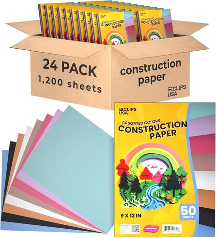 Construction Paper Bulk (50 Sheets) 9 x 12 Construction Paper for Kids, Color Art Paper, Assorted Colors, 50 Sheets Per Pack, (1 Pack) in Saudi Arabia