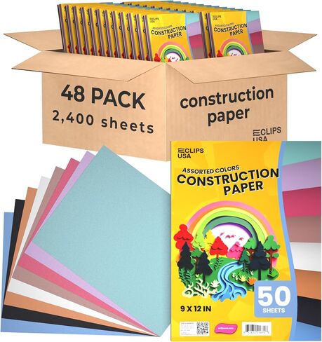 Construction Paper Bulk (50 Sheets) 9 x 12 Construction Paper for Kids, Color Art Paper, Assorted Colors, 50 Sheets Per Pack, (1 Pack) in Saudi Arabia