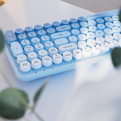 UBOTIE Colorful Bluetooth 100Keys Keyboards, Wireless Compact Rainbow Gradual Colors Retro Typewriter Flexible Keyboard for Tablet, Cellphones, PC(Rosy Gradient) in Kuwait