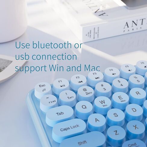 UBOTIE Colorful Bluetooth 100Keys Keyboards, Wireless Compact Rainbow Gradual Colors Retro Typewriter Flexible Keyboard for Tablet, Cellphones, PC(Rosy Gradient) in Kuwait