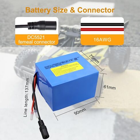 KBT 24V 5Ah Rechargeable Li-ion Replacement Battery with Charger, Charging Cable, Cable Connector for DIY Bluetooth Speaker in Saudi Arabia