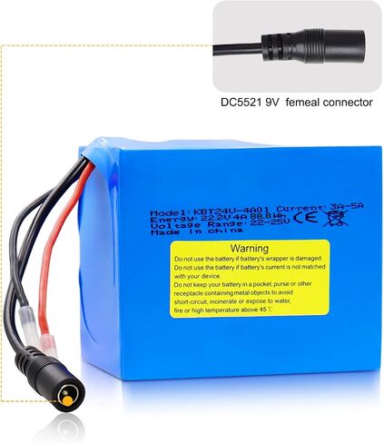 KBT 24V 5Ah Rechargeable Li-ion Replacement Battery with Charger, Charging Cable, Cable Connector for DIY Bluetooth Speaker in Saudi Arabia