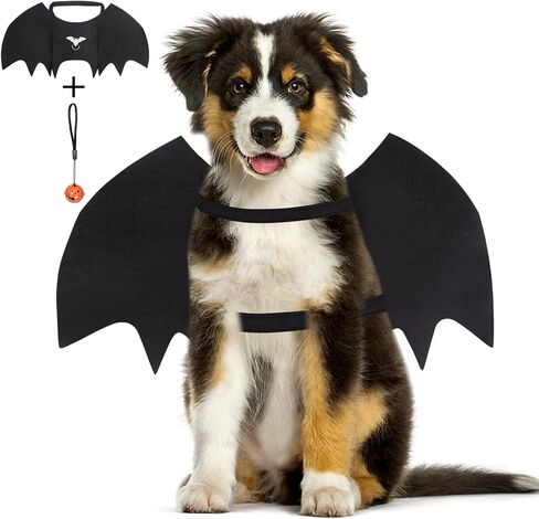 Vivifying Bat Wings for Dog, Adjustable Halloween Pet Bat Costume with Bell for Medium Dogs Party Decoration and Cosplay (Medium, Black) in Saudi Arabia