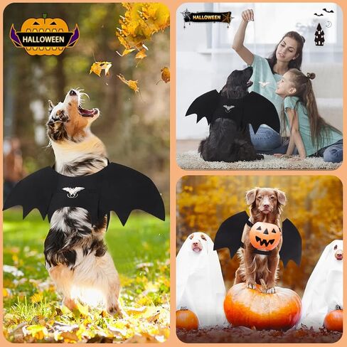 Vivifying Bat Wings for Dog, Adjustable Halloween Pet Bat Costume with Bell for Medium Dogs Party Decoration and Cosplay (Medium, Black) in Saudi Arabia