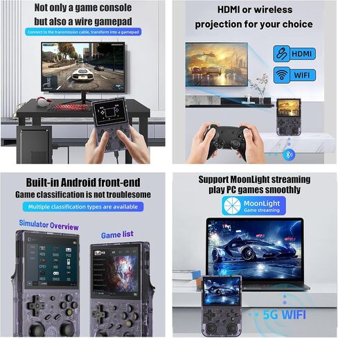 RG353V Retro Gaming Console RG353V Handheld Game Console 3.5" IPS Screen Android 11 and Linux System 64G TF Card 4420+ Classic Games RK3566 64bit Game Player Bluetooth 4.2 and 5G WiFi(Purple) in Saudi Arabia