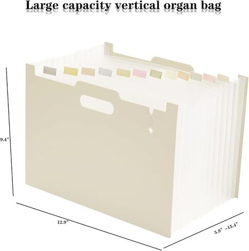 2-Piece Accordion Folder Manager, 12 Grid Expansion Pages, Portable Monthly Bill and Receipt Manager That Opens Upright, Colored Labels, School, Home, and Office letterhead Size, Tender Yellow in Kuwait