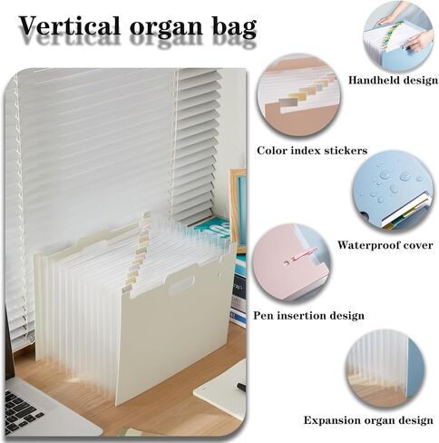 2-Piece Accordion Folder Manager, 12 Grid Expansion Pages, Portable Monthly Bill and Receipt Manager That Opens Upright, Colored Labels, School, Home, and Office letterhead Size, Tender Yellow in Kuwait