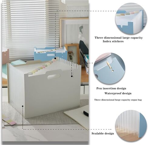 2-Piece Accordion Folder Manager, 12 Grid Expansion Pages, Portable Monthly Bill and Receipt Manager That Opens Upright, Colored Labels, School, Home, and Office letterhead Size, Tender Yellow in Kuwait