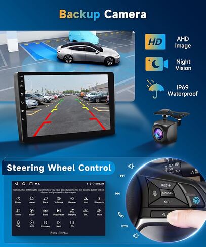 4+64G لسيارة Toyota Corolla 2009-2013 مستقبل ستيريو سيارة CarPlay لاسلكي، 9 بوصة Android Auto IPS 1280 * 720 وحدة رأس تعمل باللمس، راديو سيارة Android مع DSP Bluetooth FM WiFi/GPS Navi/HD كاميرا احتياطية in Saudi Arabia