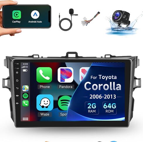 4+64G لسيارة Toyota Corolla 2009-2013 مستقبل ستيريو سيارة CarPlay لاسلكي، 9 بوصة Android Auto IPS 1280 * 720 وحدة رأس تعمل باللمس، راديو سيارة Android مع DSP Bluetooth FM WiFi/GPS Navi/HD كاميرا احتياطية in Saudi Arabia