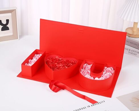 عيد الحب يوم هدايا زهرة أنا القلب u رسالة كبيرة من الصناديق زهرة مع شريط لعيد الميلاد ، حفل زفاف ، عيد ميلاد الأمهات الحب ، تغليف شوكولاتة دش الزفاف ، باقة الورد الحاضر (الوردي) in Kuwait