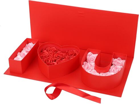 عيد الحب يوم هدايا زهرة أنا القلب u رسالة كبيرة من الصناديق زهرة مع شريط لعيد الميلاد ، حفل زفاف ، عيد ميلاد الأمهات الحب ، تغليف شوكولاتة دش الزفاف ، باقة الورد الحاضر (الوردي) in Kuwait