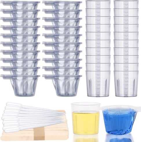 Gartful 280PCS Resin Mixing Cups Kit for Beginner, 20 Packs 30ml Plastic Graduated Cups, 200 Pack 40ml Disposable Measuring Cups, 10 Pack 15ml Droppers, 50 Pack Wooden Stir Sticks for Jewelry Making in Saudi Arabia