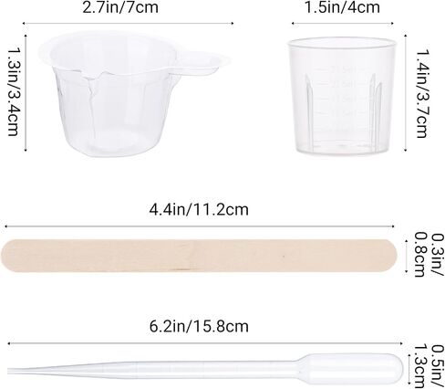 Gartful 280PCS Resin Mixing Cups Kit for Beginner, 20 Packs 30ml Plastic Graduated Cups, 200 Pack 40ml Disposable Measuring Cups, 10 Pack 15ml Droppers, 50 Pack Wooden Stir Sticks for Jewelry Making in Saudi Arabia