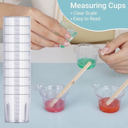 Gartful 280PCS Resin Mixing Cups Kit for Beginner, 20 Packs 30ml Plastic Graduated Cups, 200 Pack 40ml Disposable Measuring Cups, 10 Pack 15ml Droppers, 50 Pack Wooden Stir Sticks for Jewelry Making in Saudi Arabia