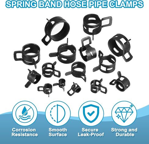 PATIKIL Spring Band Hose Pipe Clamps for 6-6.8mm OD Hose, 25 Pack Silicone Vacuum Constant Tension Band Clips for Fuel Line Silicone Air Hose Tube Water Pipe, Silver in Saudi Arabia