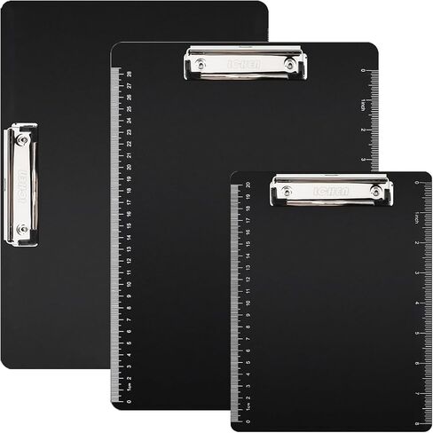 Lchen Plastic Clipboard, Clip Board with Low Profile Clip, Hanging Clipboard, Plastic Clip Board, A4 Letter Size Clipboard (Black, 2A4(H+V)+A5) in Kuwait