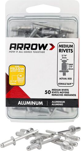 Arrow RLA3/16IP Long Aluminum 3/16-Inch Pop Rivets for Metal, Fabric, Leather, and Auto Repair, 50-Pack in Saudi Arabia